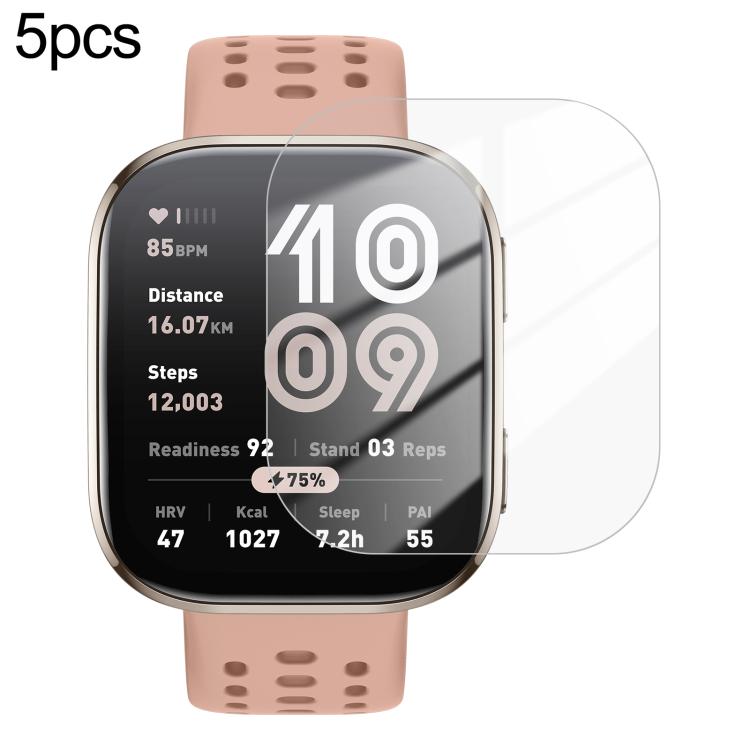 5pcs / Pack Curved-edge HD Tempered Glass Screen Protector Film With Retail Color Box, For Amazfit Bip 6, For Amazfit Active 2, For Amazfit Balance