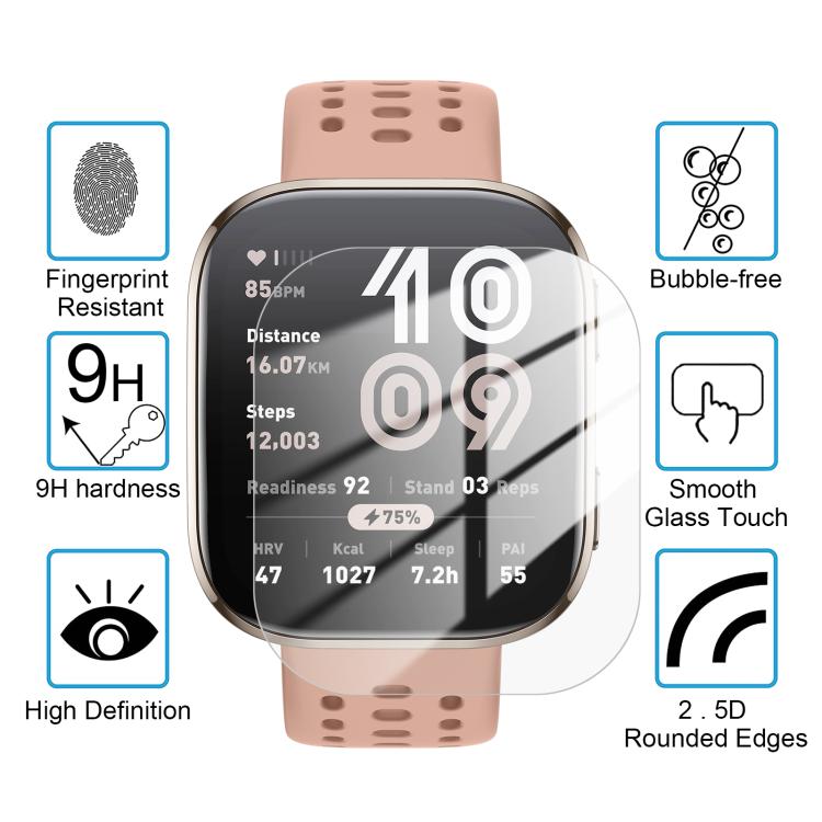 5pcs / Pack Curved-edge HD Tempered Glass Screen Protector Film With Retail Color Box, For Amazfit Bip 6, For Amazfit Active 2, For Amazfit Balance