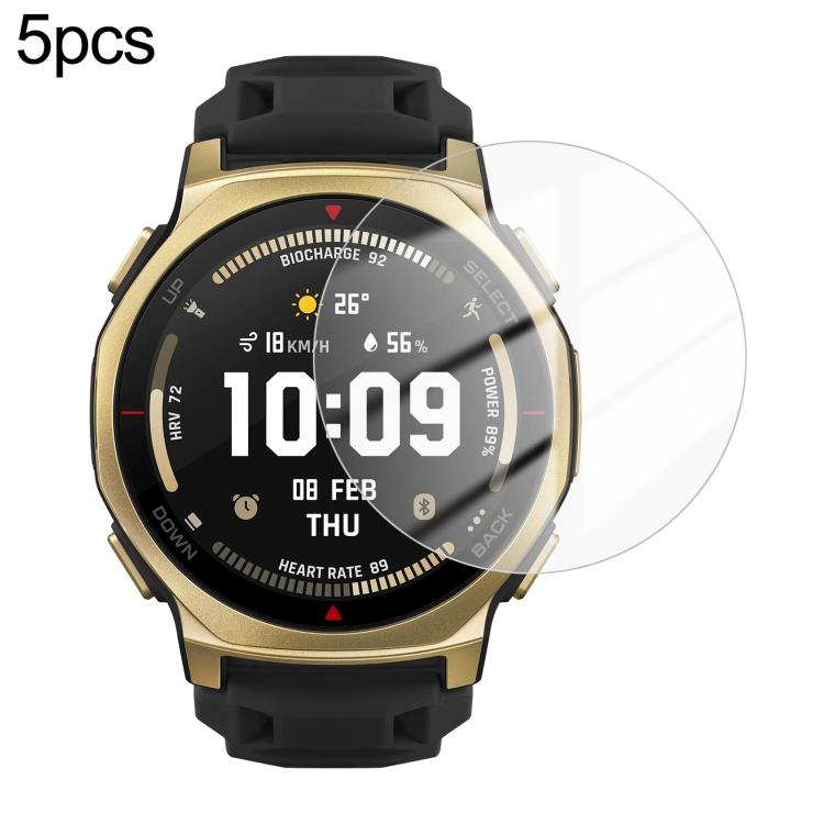 5pcs / Pack Curved-edge HD Tempered Glass Screen Protector Film With Retail Color Box, For Amazfit Balance 3, For Amazfit Bip Max, For Amazfit Active Max, For Amazfit T-Rex 3 Pro 44mm, For Amazfit T-Rex 3 Pro 48mm