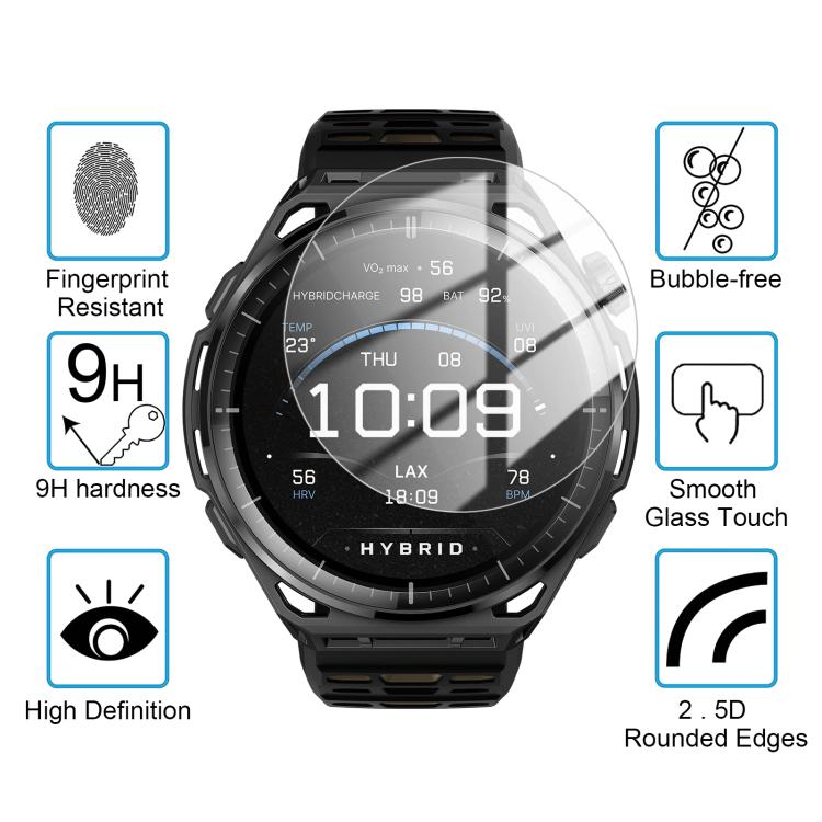 5pcs / Pack Curved-edge HD Tempered Glass Screen Protector Film With Retail Color Box, For Amazfit Balance 3, For Amazfit Bip Max, For Amazfit Active Max, For Amazfit T-Rex 3 Pro 44mm, For Amazfit T-Rex 3 Pro 48mm