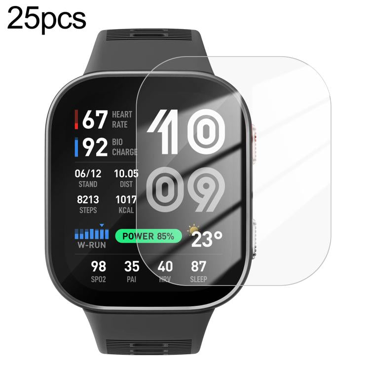 25pcs / Pack Curved-edge HD Tempered Glass Screen Protector Film Bulk Pack - No Retail Box, For Amazfit Balance 3, For Amazfit Bip Max, For Amazfit Active Max, For Amazfit T-Rex 3 Pro 44mm, For Amazfit T-Rex 3 Pro 48mm