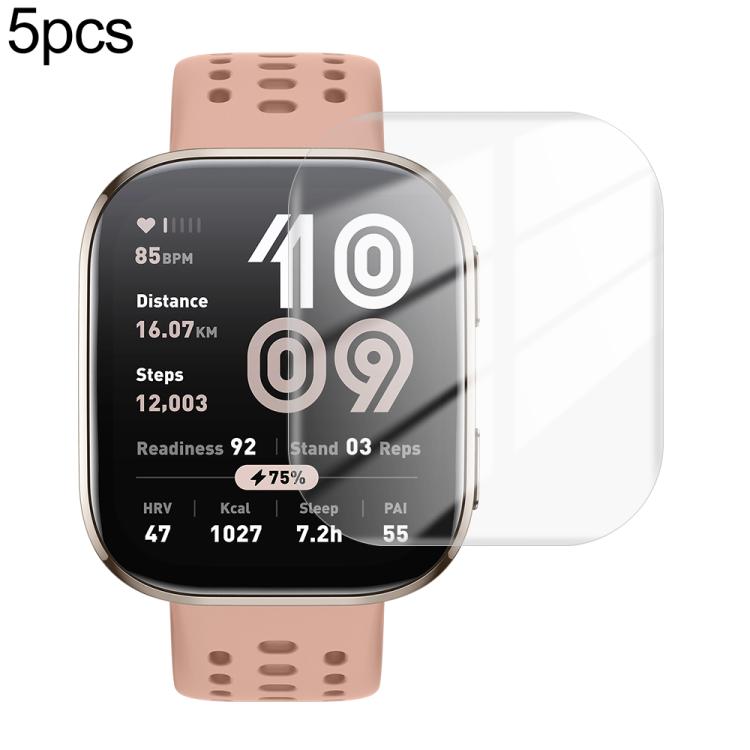 5pcs / Pack HD Soft Hydrogel Screen Protector Film With Retail Color Box, For Amazfit Bip 6, For Amazfit Active 2, For Amazfit Balance
