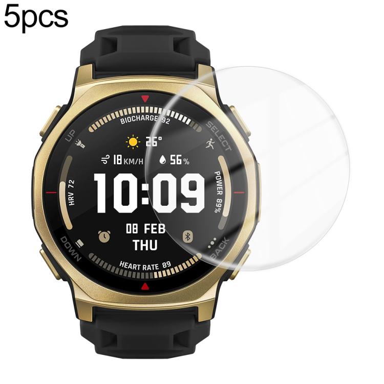 5pcs / Pack HD Soft Hydrogel Screen Protector Film With Retail Color Box, For Amazfit Balance 3, For Amazfit Bip Max, For Amazfit Active Max, For Amazfit T-Rex 3 Pro 44mm, For Amazfit T-Rex 3 Pro 48mm