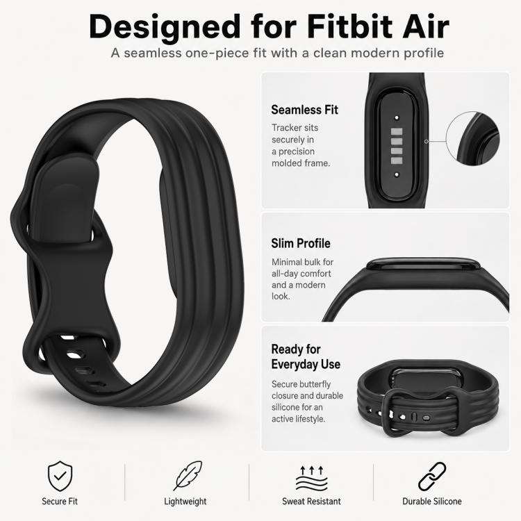 xDfind Integrated Solid Color Butterfly Buckle Silicone Watch Band, For Google Fitbit Air