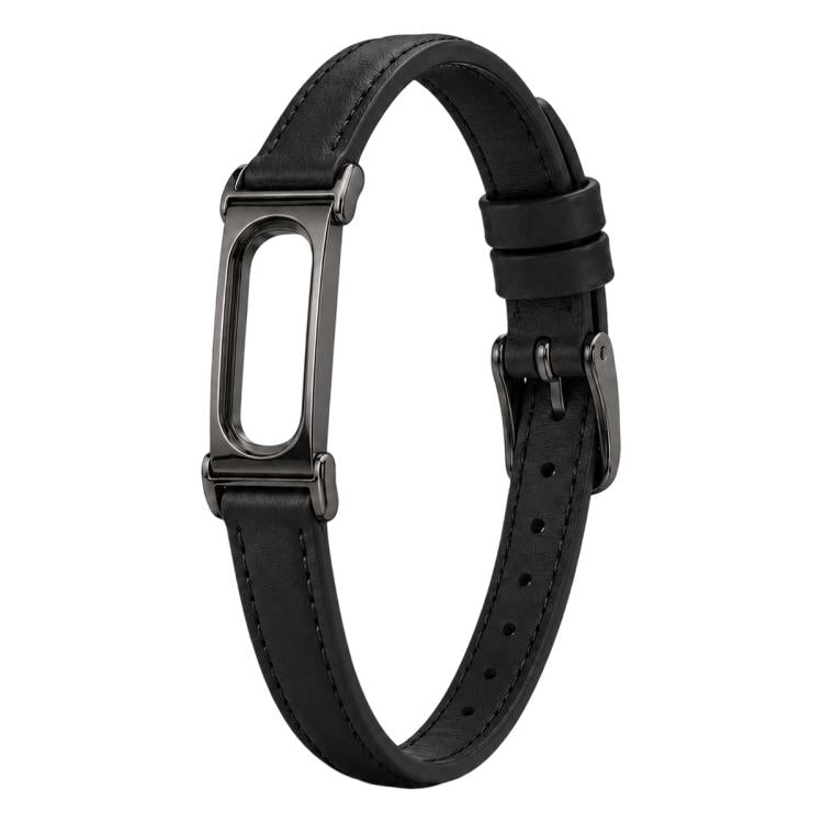 xDfind Integrated Metal Case Slim Waist Female PU Leather Watch Band, For Google Fitbit Air