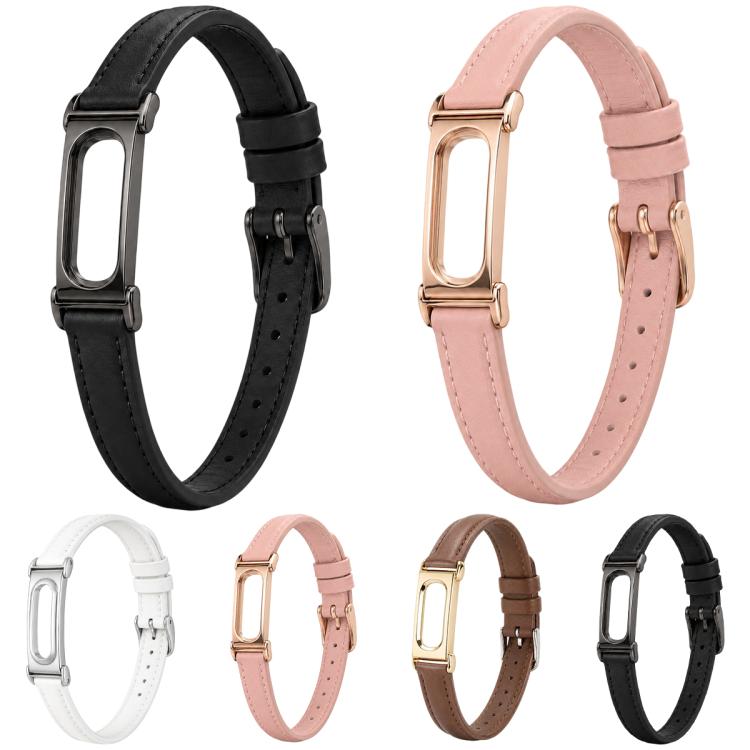 xDfind Integrated Metal Case Slim Waist Female PU Leather Watch Band, For Google Fitbit Air