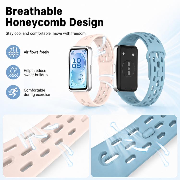xDfind Honeycomb Breathable Silicone Watch Band, For Huawei Band 11 Pro / 11 Pro NFC / 11