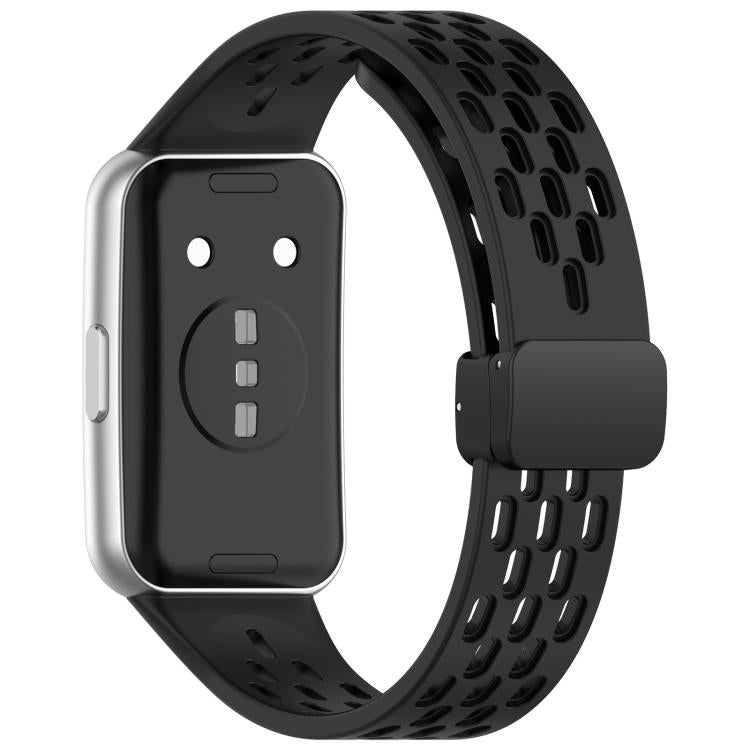 xDfind Hole Breathable Magnetic Buckle Silicone Watch Band, For Huawei Band 11 Pro / 11 Pro NFC / 11