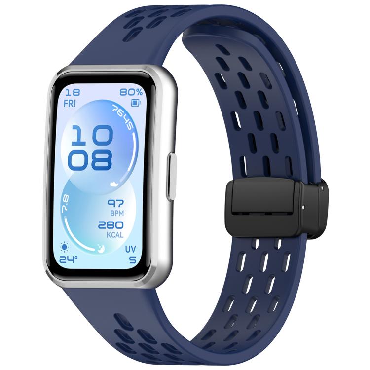 xDfind Hole Breathable Magnetic Buckle Silicone Watch Band, For Huawei Band 11 Pro / 11 Pro NFC / 11