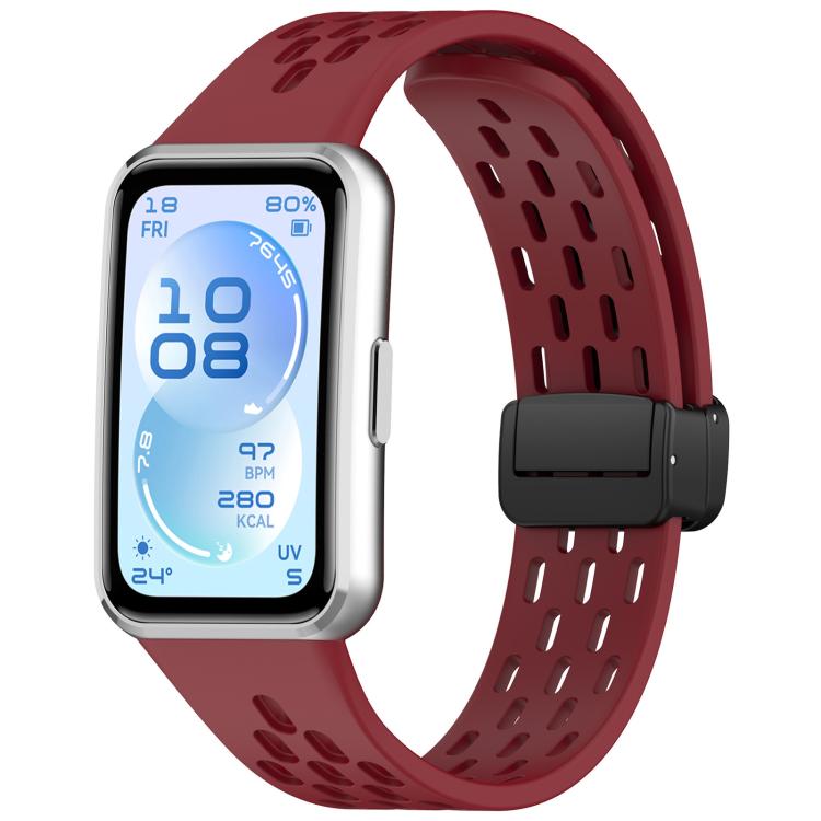 xDfind Hole Breathable Magnetic Buckle Silicone Watch Band, For Huawei Band 11 Pro / 11 Pro NFC / 11