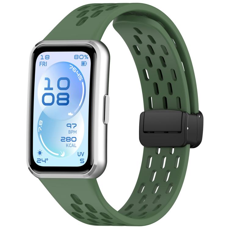 xDfind Hole Breathable Magnetic Buckle Silicone Watch Band, For Huawei Band 11 Pro / 11 Pro NFC / 11
