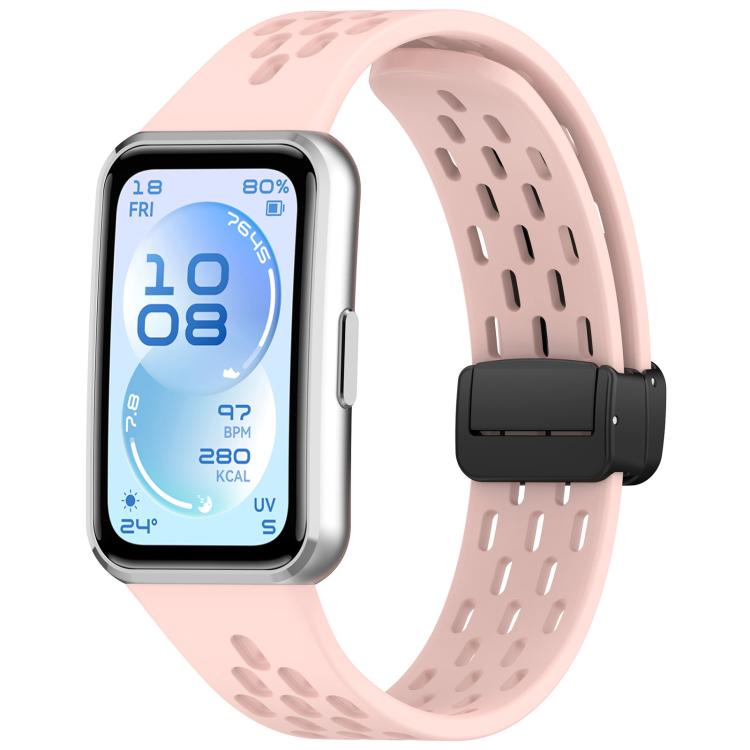 xDfind Hole Breathable Magnetic Buckle Silicone Watch Band, For Huawei Band 11 Pro / 11 Pro NFC / 11