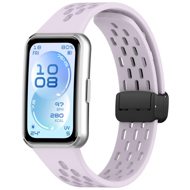 xDfind Hole Breathable Magnetic Buckle Silicone Watch Band, For Huawei Band 11 Pro / 11 Pro NFC / 11