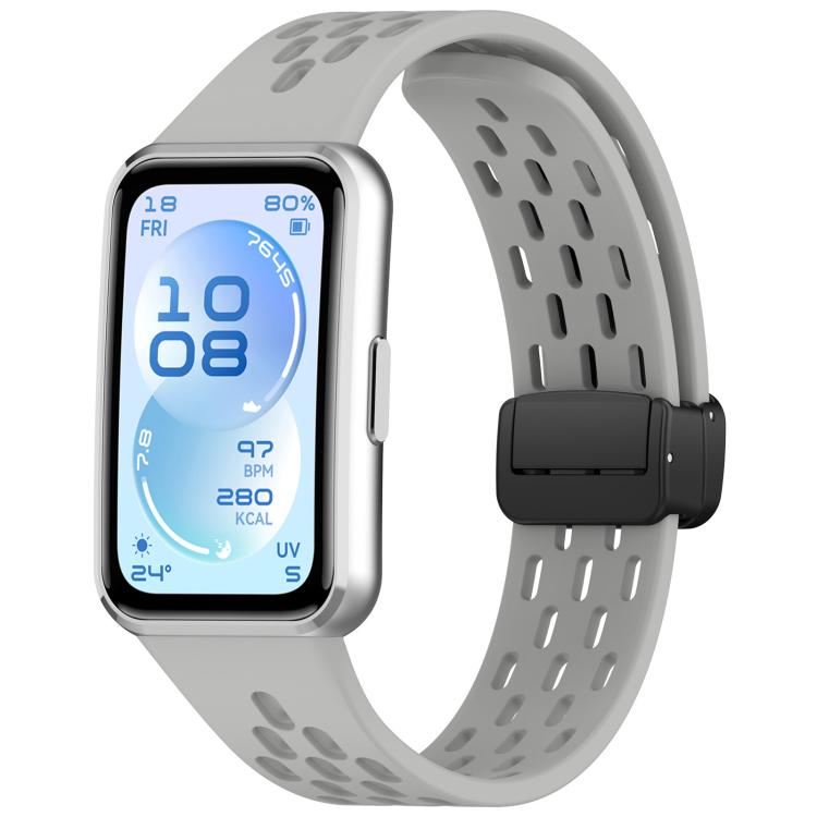 xDfind Hole Breathable Magnetic Buckle Silicone Watch Band, For Huawei Band 11 Pro / 11 Pro NFC / 11