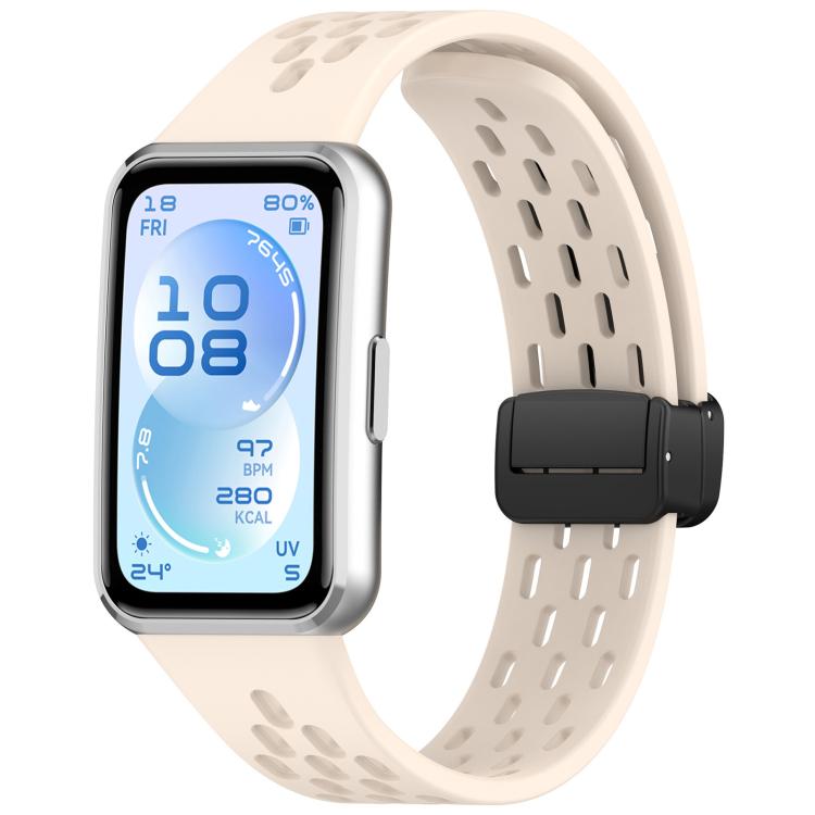 xDfind Hole Breathable Magnetic Buckle Silicone Watch Band, For Huawei Band 11 Pro / 11 Pro NFC / 11