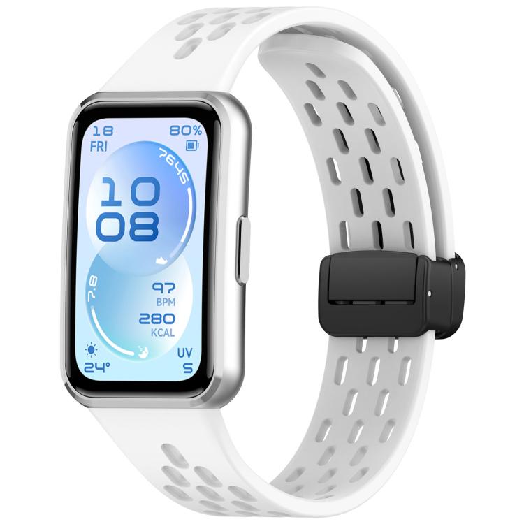 xDfind Hole Breathable Magnetic Buckle Silicone Watch Band, For Huawei Band 11 Pro / 11 Pro NFC / 11