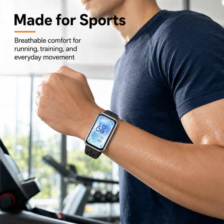 xDfind Hole Breathable Magnetic Buckle Silicone Watch Band, For Huawei Band 11 Pro / 11 Pro NFC / 11