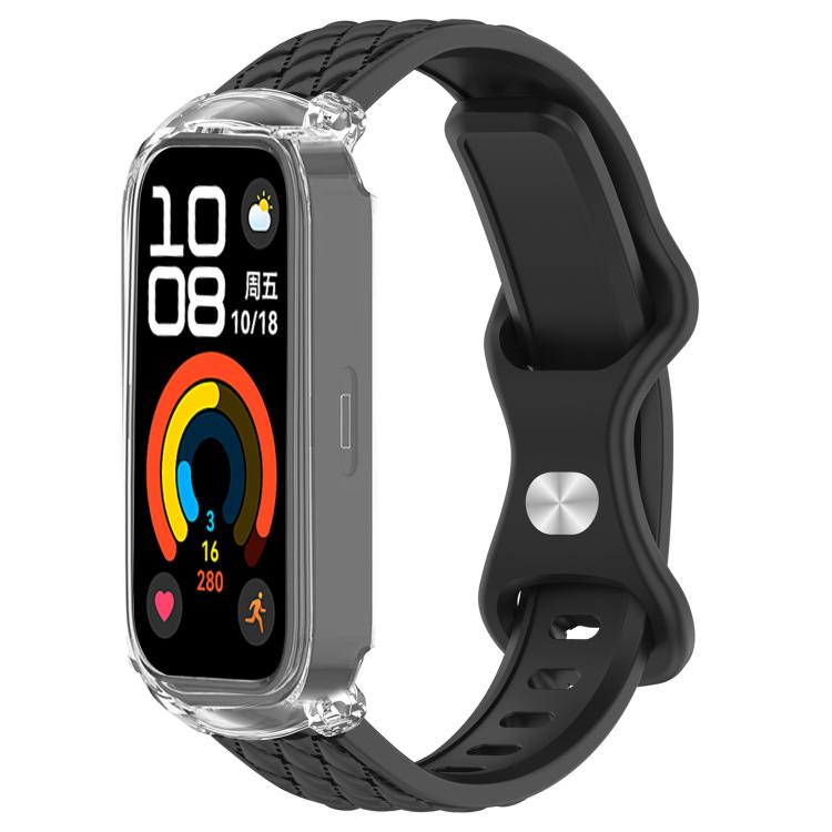 xDfind Integrated Butterfly Buckle Leather-textured Silicone Watch Band, For Huawei Band 11 Pro / 11 Pro NFC