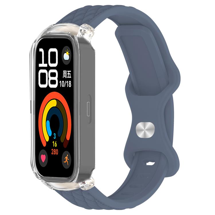 xDfind Integrated Butterfly Buckle Leather-textured Silicone Watch Band, For Huawei Band 11 Pro / 11 Pro NFC