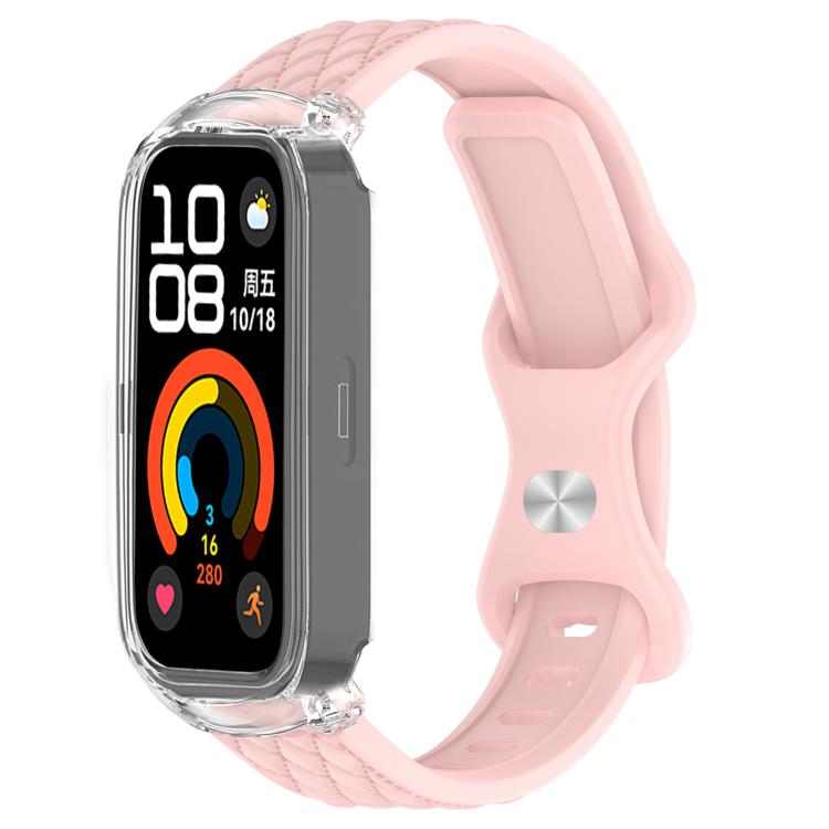 xDfind Integrated Butterfly Buckle Leather-textured Silicone Watch Band, For Huawei Band 11 Pro / 11 Pro NFC