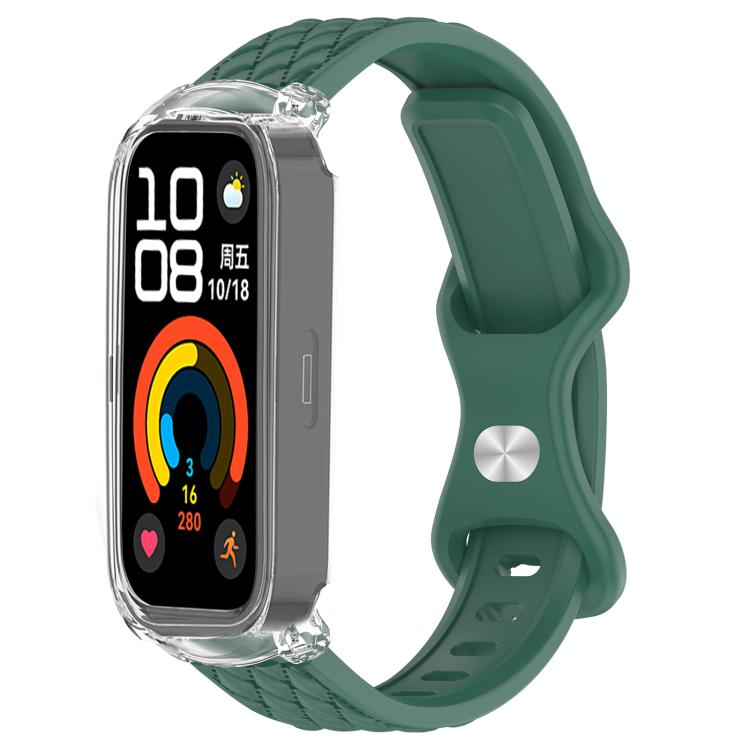 xDfind Integrated Butterfly Buckle Leather-textured Silicone Watch Band, For Huawei Band 11 Pro / 11 Pro NFC