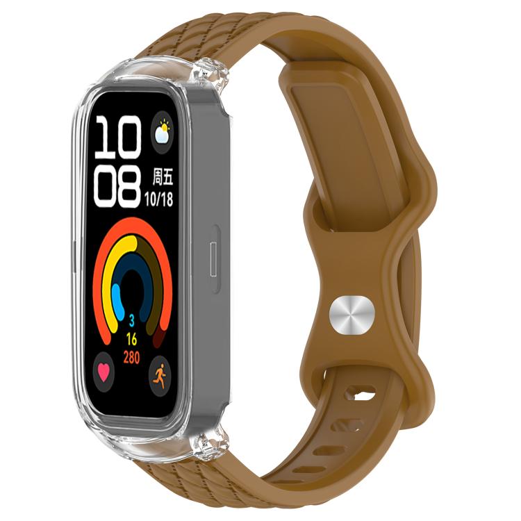 xDfind Integrated Butterfly Buckle Leather-textured Silicone Watch Band, For Huawei Band 11 Pro / 11 Pro NFC