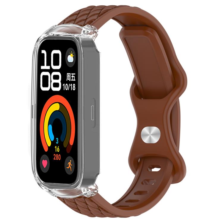 xDfind Integrated Butterfly Buckle Leather-textured Silicone Watch Band, For Huawei Band 11 Pro / 11 Pro NFC