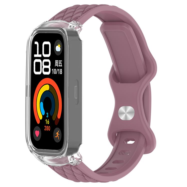 xDfind Integrated Butterfly Buckle Leather-textured Silicone Watch Band, For Huawei Band 11 / 11 NFC