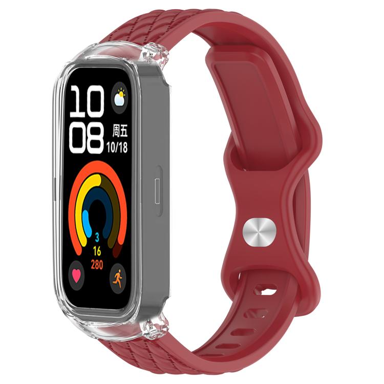 xDfind Integrated Butterfly Buckle Leather-textured Silicone Watch Band, For Huawei Band 11 / 11 NFC