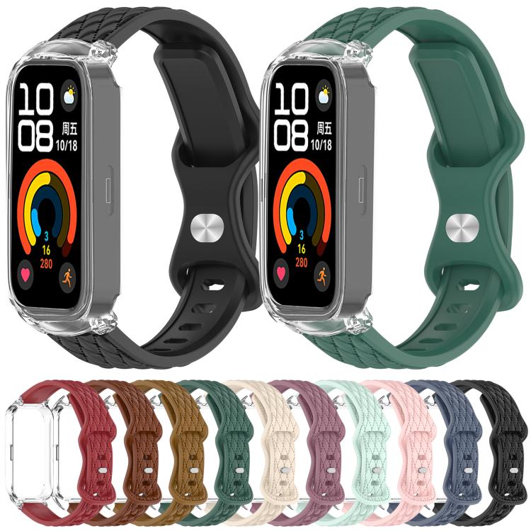 xDfind Integrated Butterfly Buckle Leather-textured Silicone Watch Band, For Huawei Band 11 Pro / 11 Pro NFC