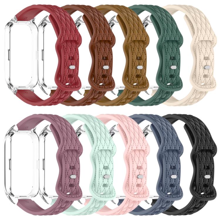 xDfind Integrated Butterfly Buckle Leather-textured Silicone Watch Band, For Huawei Band 11 Pro / 11 Pro NFC