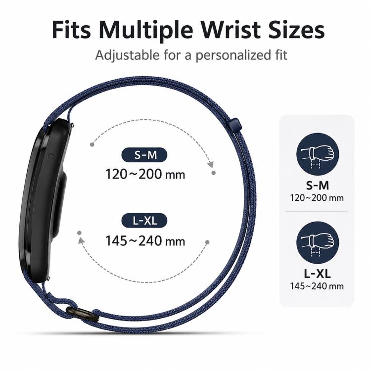 For Garmin CIRQA Smart Band xDfind Woven Nylon Hook and Loop Fastener Watch Band, S-M Wrist Circumference 120-200mm