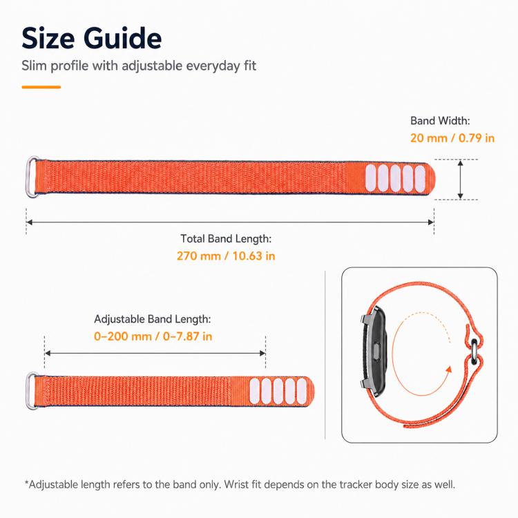 xDfind 20mm Woven Nylon Hook and Loop Fastener Watch Band, For Hume Band