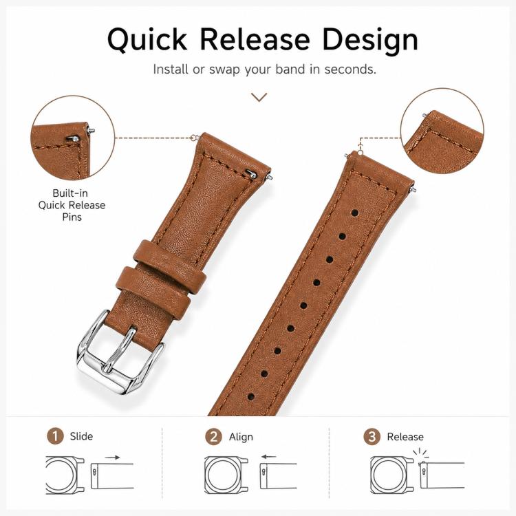 xDfind Universal Straight Lug Ends Slim Waist Vegan Leather Watch Band, 22mm