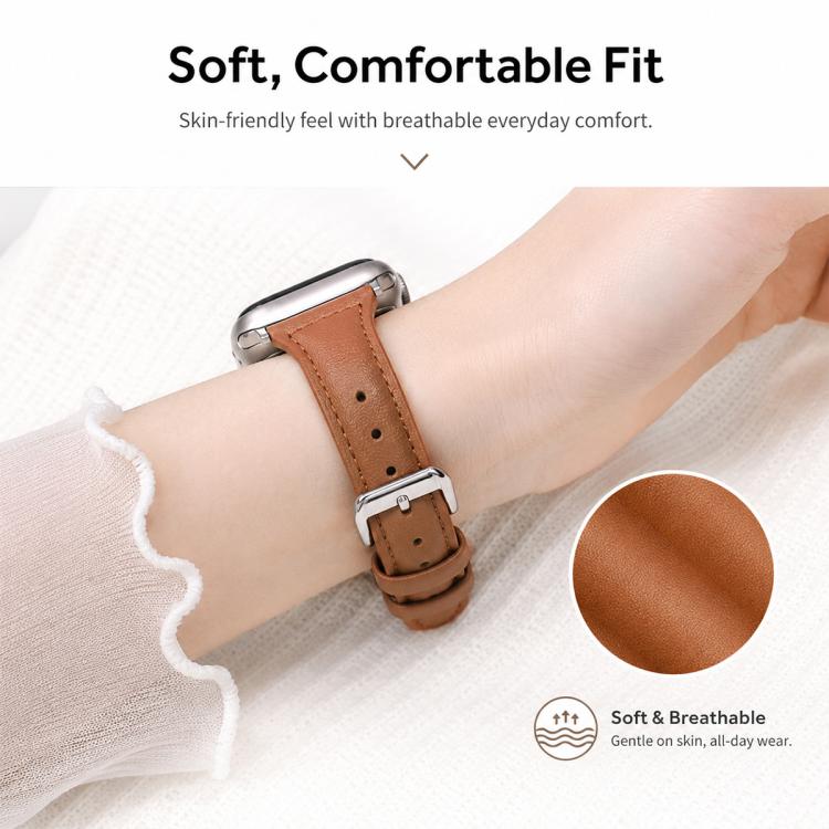 xDfind Universal Straight Lug Ends Slim Waist Vegan Leather Watch Band, 22mm