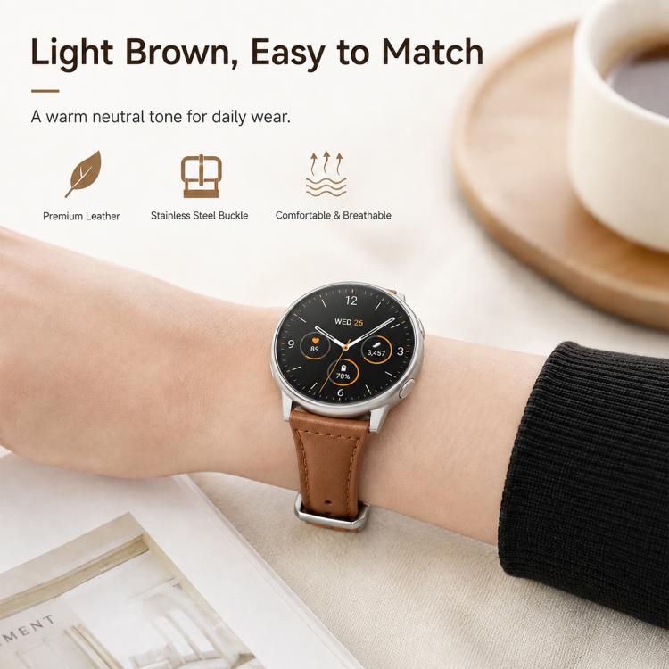 xDfind Universal Straight Lug Ends Slim Waist Vegan Leather Watch Band, 18mm