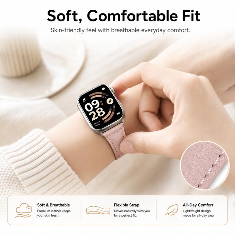 xDfind Slim Waist Vegan Leather Watch Band, For Xiaomi Band 10 Pro / Redmi Watch 6 / 5