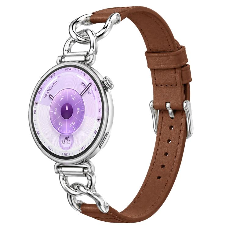 xDfind Universal Straight Lug Ends Metal Chain Vegan Leather Watch Band, 18mm