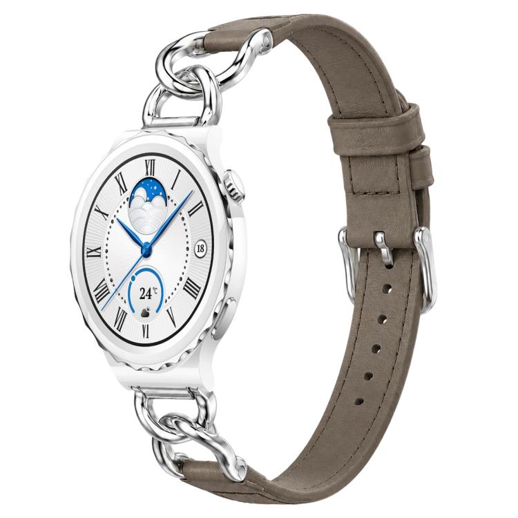 xDfind Universal Straight Lug Ends Metal Chain Vegan Leather Watch Band, 20mm