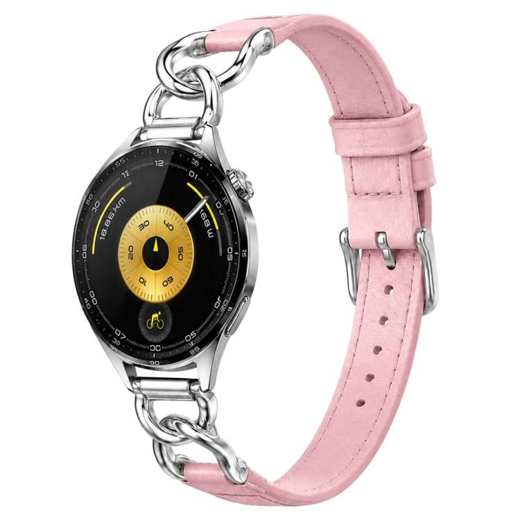 xDfind Universal Straight Lug Ends Metal Chain Vegan Leather Watch Band, 22mm