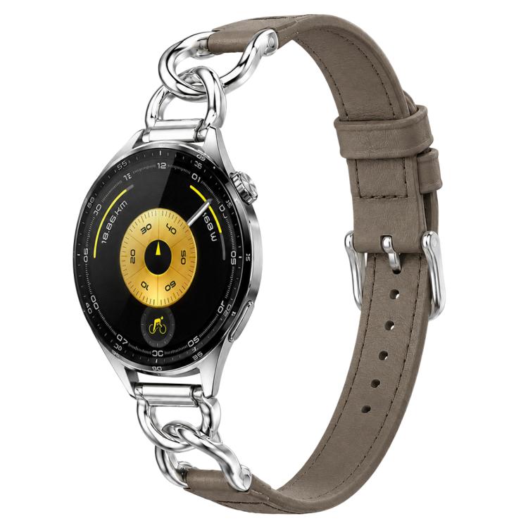xDfind Universal Straight Lug Ends Metal Chain Vegan Leather Watch Band, 22mm