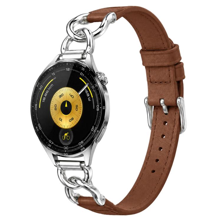 xDfind Universal Straight Lug Ends Metal Chain Vegan Leather Watch Band, 22mm