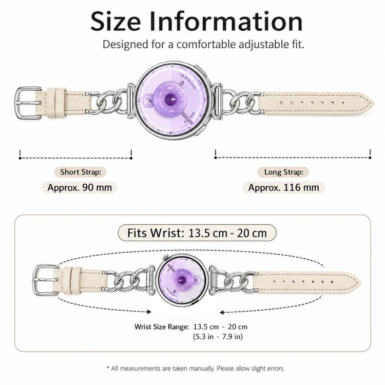 xDfind Universal Straight Lug Ends Metal Chain Vegan Leather Watch Band, 18mm