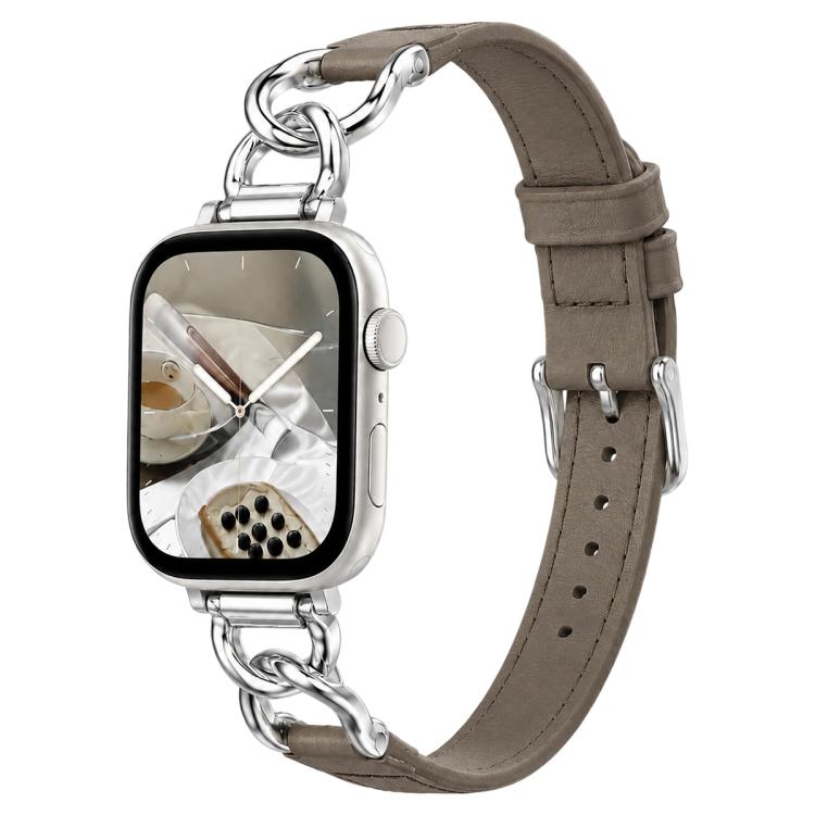 xDfind Metal Chain Vegan Leather Watch Band, For Apple Watch 42mm / 41mm / 40mm / 38mm