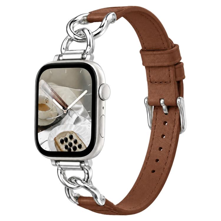 xDfind Metal Chain Vegan Leather Watch Band, For Apple Watch 42mm / 41mm / 40mm / 38mm