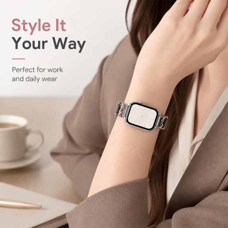 xDfind Metal Chain Vegan Leather Watch Band, For Apple Watch 46mm / 49mm / 45mm / 44mm