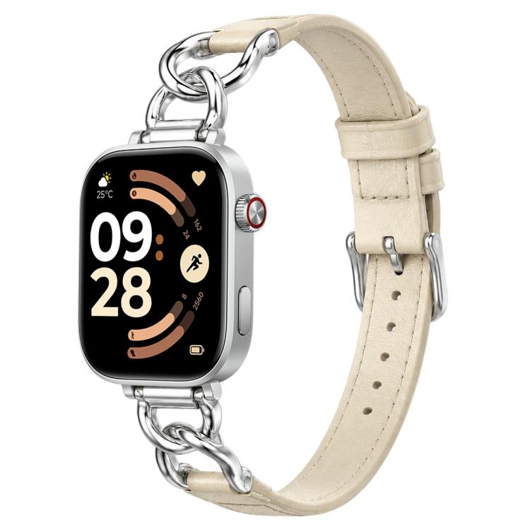 xDfind Metal Chain Vegan Leather Watch Band, For Xiaomi Band 10 Pro / Redmi Watch 6 / 5