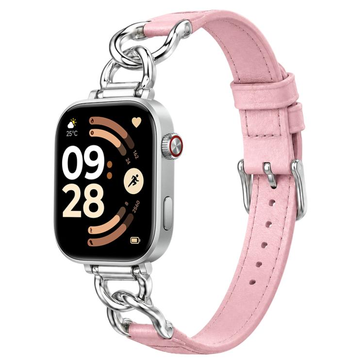 xDfind Metal Chain Vegan Leather Watch Band, For Xiaomi Band 10 Pro / Redmi Watch 6 / 5