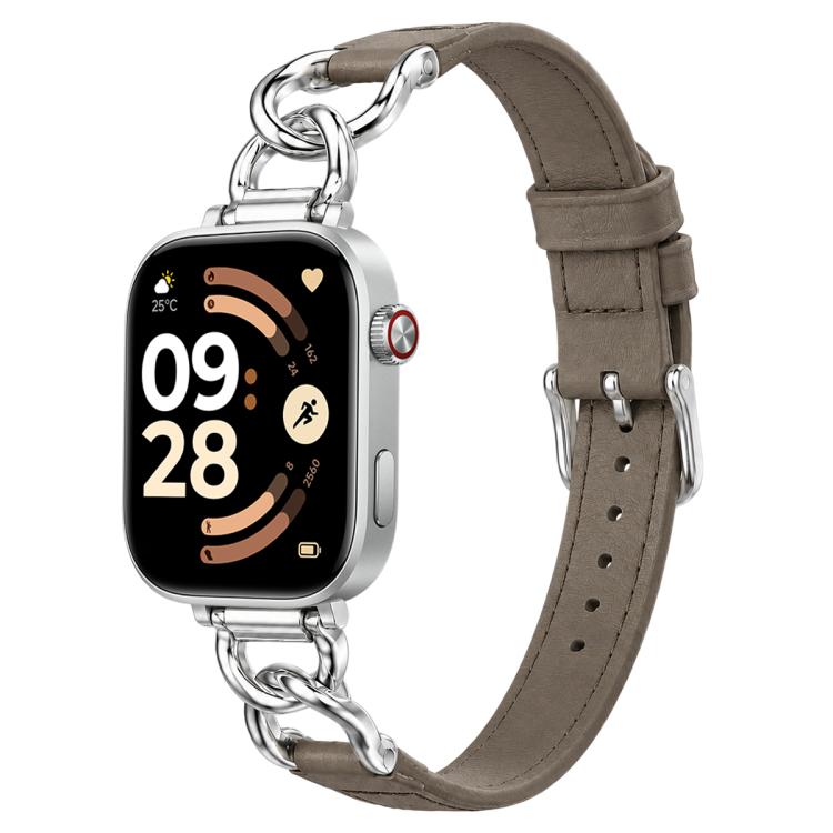 xDfind Metal Chain Vegan Leather Watch Band, For Xiaomi Band 10 Pro / Redmi Watch 6 / 5