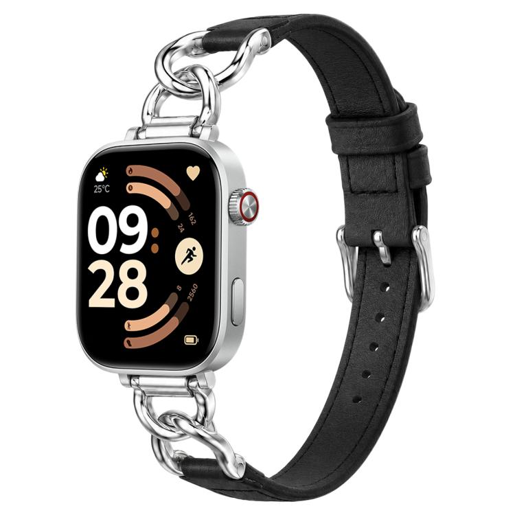 xDfind Metal Chain Vegan Leather Watch Band, For Xiaomi Band 10 Pro / Redmi Watch 6 / 5